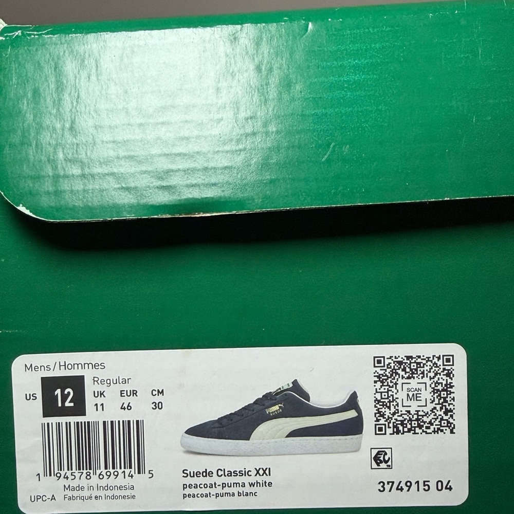 Puma Suede Navy and White Sneakers - Picture 4 of 5